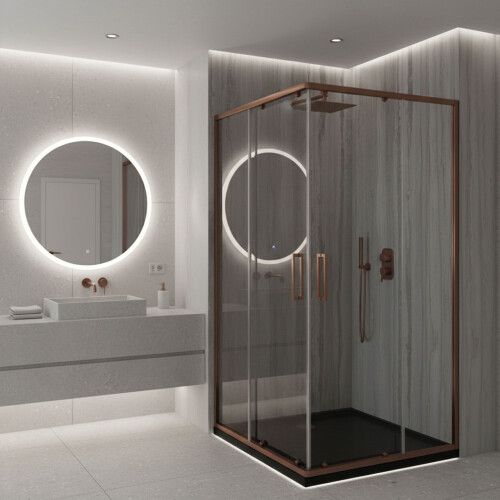 Καμπίνα Ντους Rea City 80x100 Brush Copper Χωρίς ντουζιέρα 2