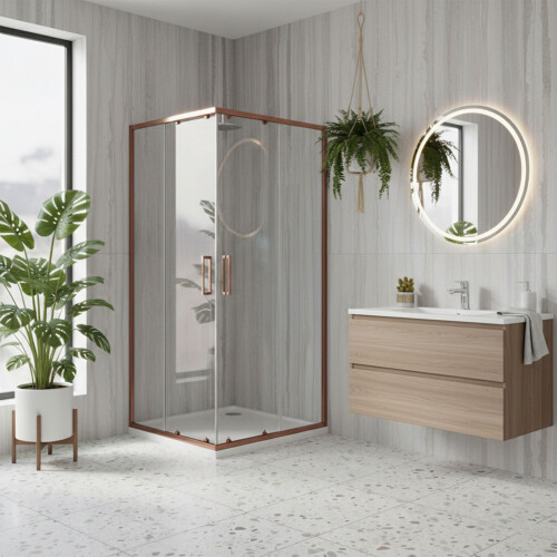 Καμπίνα Ντους Rea City 90x90 Brush Copper Χωρίς ντουζιέρα 2