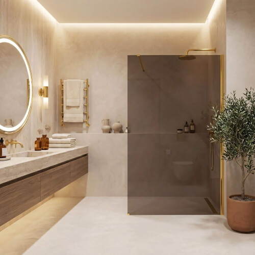Παραβάν Ντους Rea Flexi Brown / Gold 140 1