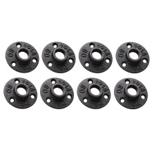 Flange de Tubo de Ferro Fundido MaleáVel de 1/2 Polegada, Bicos de Tubo Rosqueado de Tubo Preto de 1/2 Polegada, 8 PeçAs