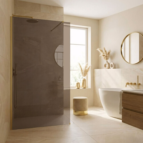 Shower Screen Rea Flexi Brown / Brush Gold 110 2