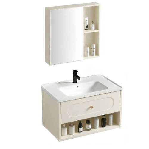 Σετ Επίπλων Μπάνιου Με Νιπτήρα River 60cm Creme 1