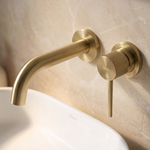 Βρύση Νιπτήρα Rea Lungo Stripe Brush Gold 2
