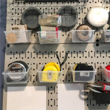 12 Pieces Pegboard Plastic Bins Kit - Pegboard Bins with Hooks - Pegboard Accessories Workbench Bins Fits to Peg Board