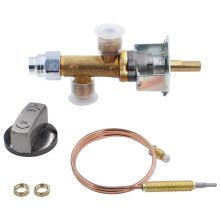 5/8In(3/8In Swivel Flare)Male Flare Gas Safety Control Valve Thermocouple Assembly Kit for Low Pressure Propane Fire Pit