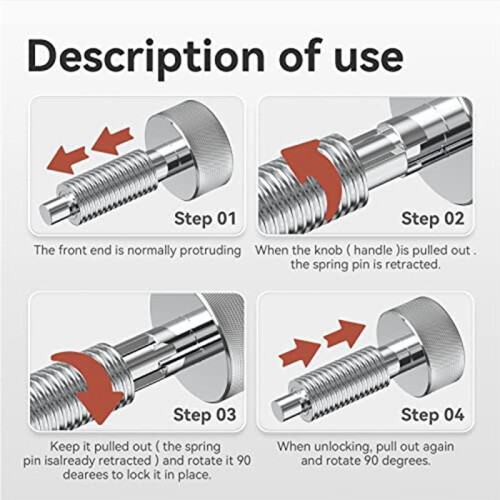Quick Release Pins, Tools Handle for M6 Retractable Spring Locking Pins Plunger  for Rolling Toolbox 2pcs 2