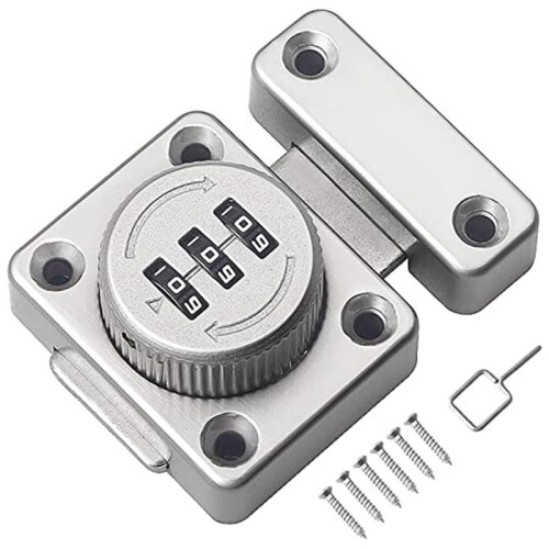 Mechanical Keyless Cabinet Lock, Swivel Drawer Lock Combination Lock, Combination  File Cabinet Lock (Silver)