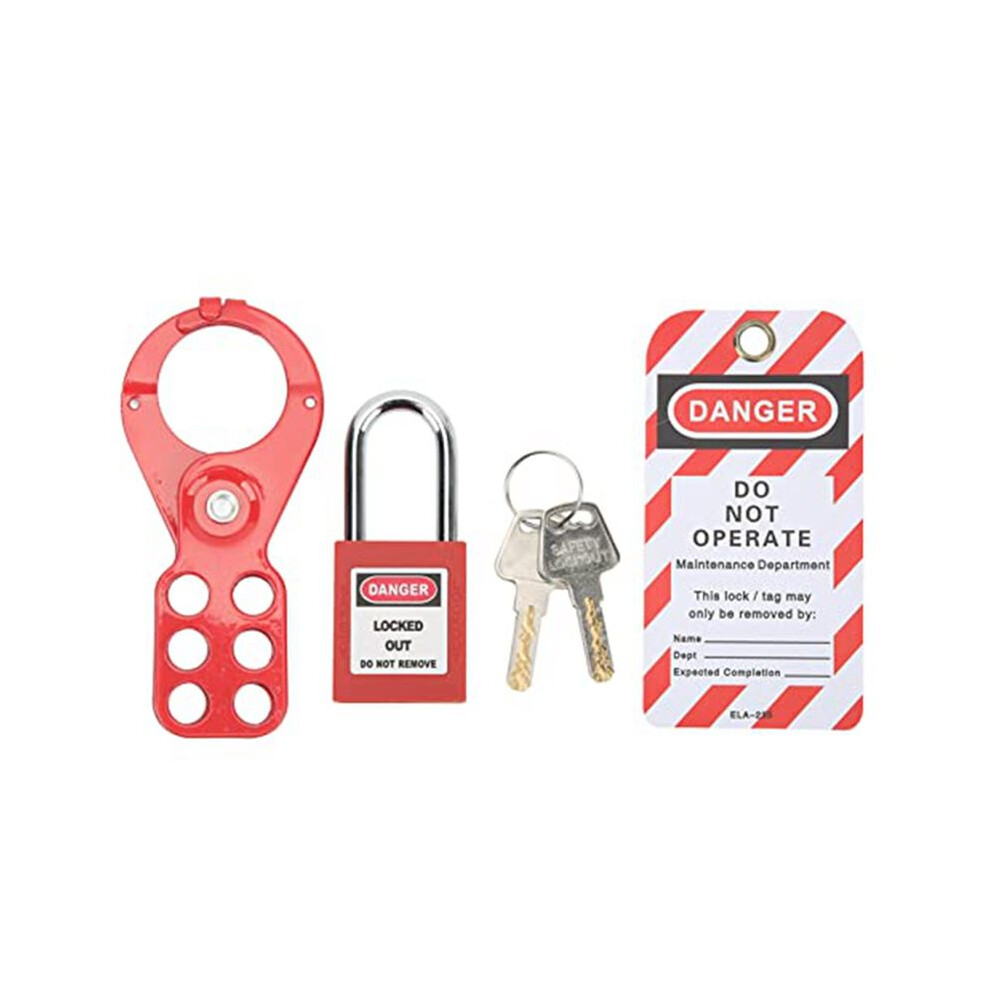 Padlocks Hasps Set, Lockout Tagout Kit 6 Hole Design Security Tamper Proof For Industrial Equipment(1.5In/38Mm Shackle) 4713359085111
