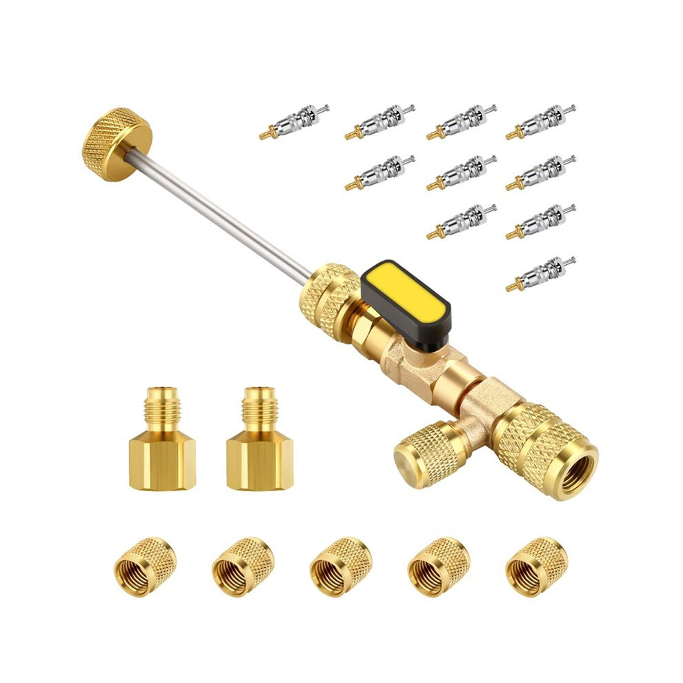 Hvac Valve Core Removal Tool, Valve Core Remover With Valve Cores, Nuts And R410 R32 Adapters, For R410 R32 R22 R12 6032536062126