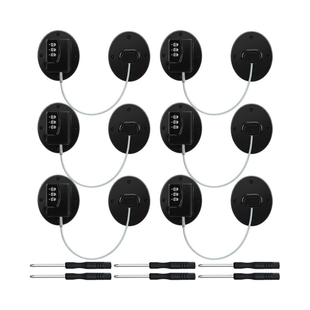 6 Pcs Cabinet Locks With Combination Fridge Lock Combo Child Safety Combination Lock With 6 Screwdrivers (Black) 4711090533977