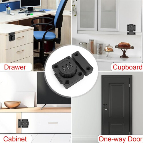 Cabinet Door  Keyless Combination Lock Cabinet Mechanical 3-Digit Passcode Cabinet Lock for Kitchen Cabinet Black 2