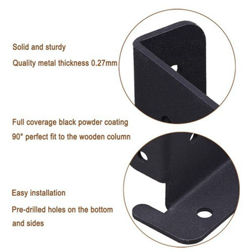 4Pcs Adjustable Wood Fence Pergola Post Base Brackets Kit Heavy Duty Post Anchor Base Brackets for Deck Railing Mailbox