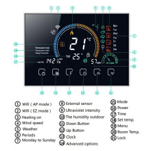 Tuya Alexa Sprachsteuerung Programmierbarer Thermostat APP-Steuerung LCD-Wasser-/Gaskesselheizung Weiß WiFi