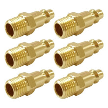 Messing Industrieller Luftschlauch-Anschlussstecker Luftkompressor Pneumatischer Kupplungsadapter 1/8 Zoll NPT Stecker-6PCS