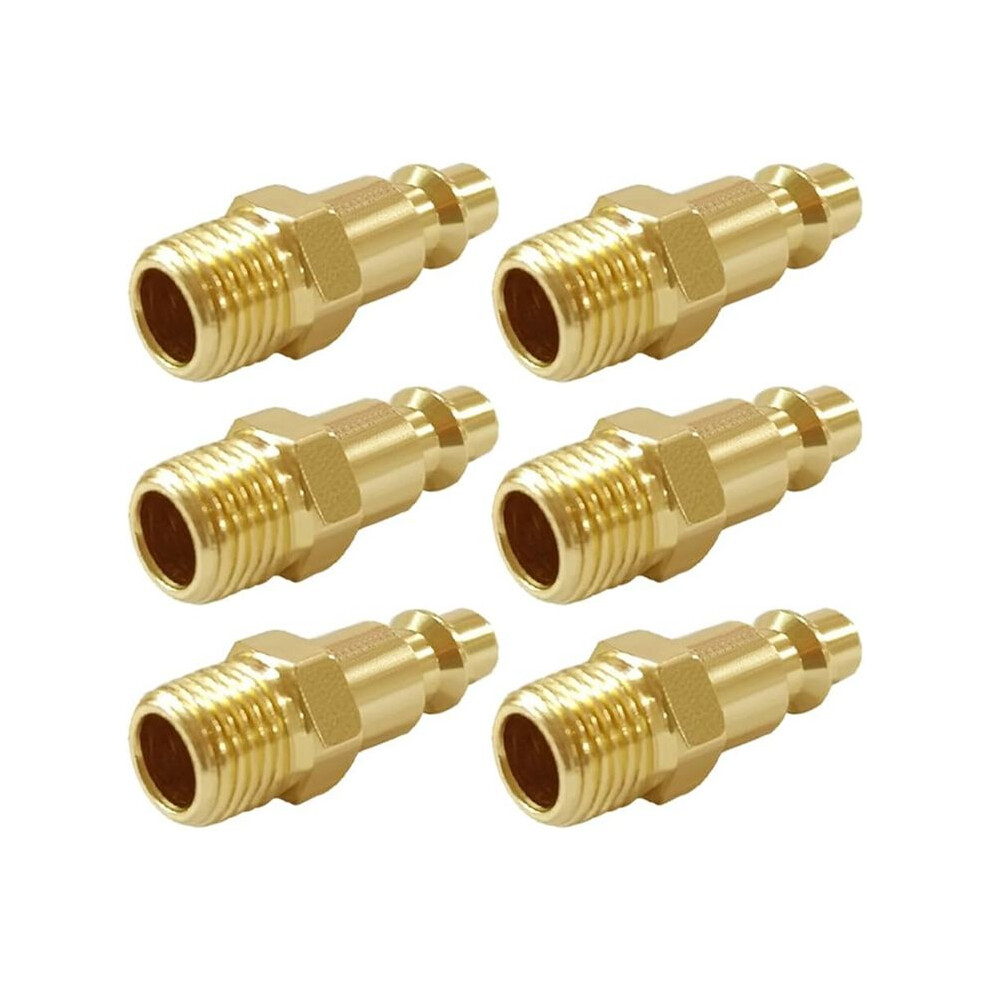 Brass Industrial Air Hose Connect Plug Air Compressor Pneumatic Coupler Fitting Adapter 1/8 Inch Npt Male-6Pcs 4711262767773