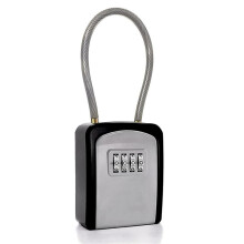 Key Lock Box Portable with Removable Cable Shackle Indoor Outdoor Waterproof 4 Digit Combination