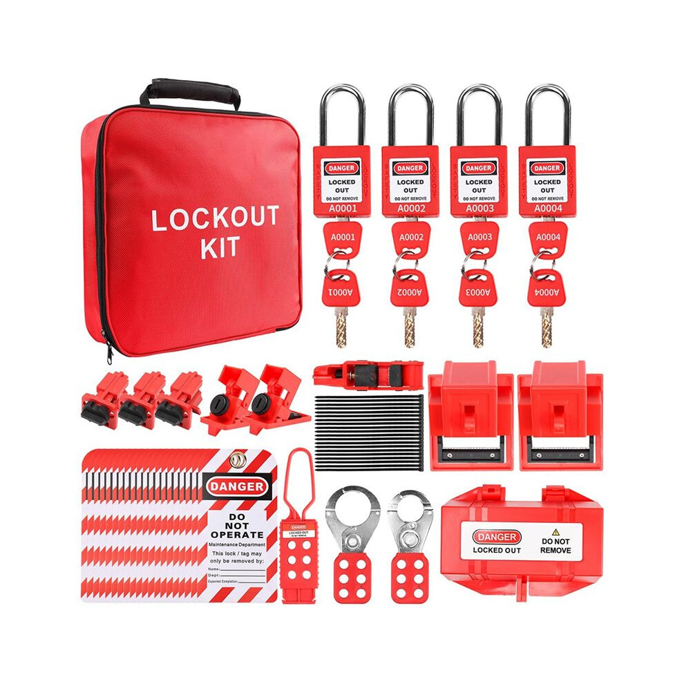Lock Out Tag Out Kits Electrical,57 Lockout Tagout Kit With Breaker Hasps Tag Padlock Plug Lockout For Osha-Loto Kit 6033692503829