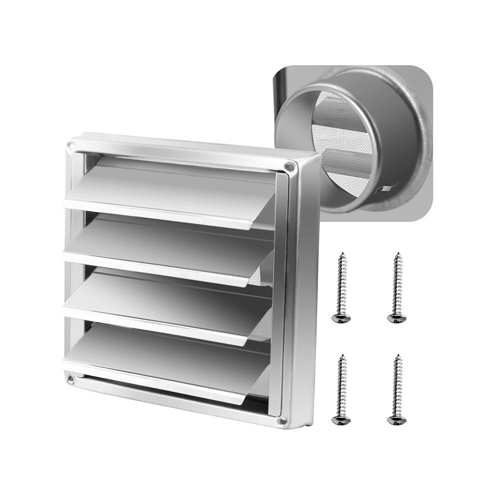 Metal Dryer Vent Cover With Metal Mesh Screen,Outdoor Stainless Steel Louvered Vent Cover For Easy Installation,150Mm 4711811330311