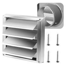 Metal Dryer Vent Cover with Metal Mesh Screen,Outdoor Stainless Steel Louvered Vent Cover for Easy Installation,125mm
