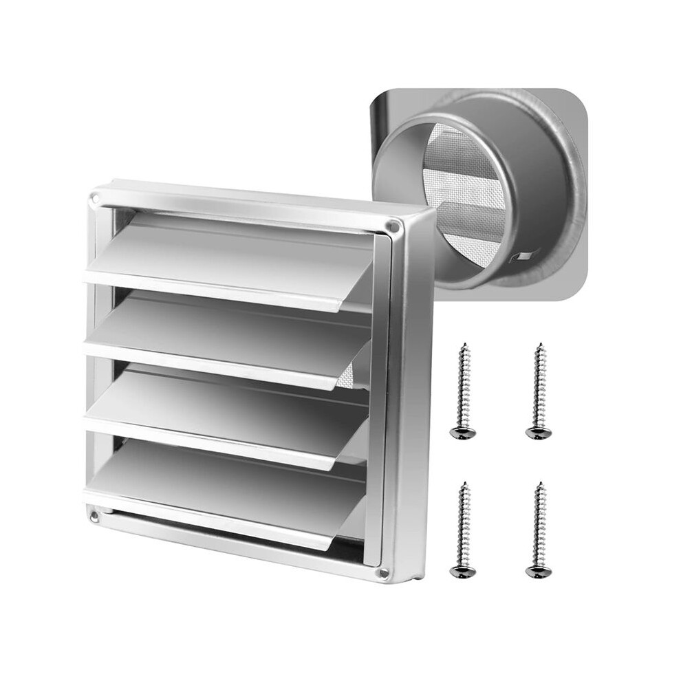 Metal Dryer Vent Cover With Metal Mesh Screen,Outdoor Stainless Steel Louvered Vent Cover For Easy Installation,125Mm 6032823056302