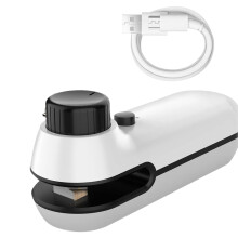 Thermoscelleuse Rechargeable 2 en 1 pour Sacs, Emballage Plastique, Sachets à Clip, Thermoscelleuse Portative, Blanc.
