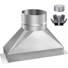 4in Dia X 3-1/4in X 10in L Microwave Vent Kit, Rectangular to Round Duct Galvanized Steel Transition for Connecting Duct