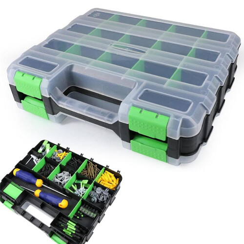 Multipurpose Tools Organizer Box with 34 Compartments Hardware Storage Container for Nuts Small Parts Screw Fasteners 1