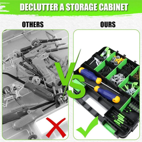 Multipurpose Tools Organizer Box with 34 Compartments Hardware Storage Container for Nuts Small Parts Screw Fasteners 2