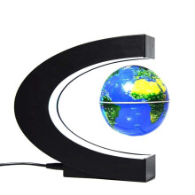 Magnetic Levitation Globe CShaped 3 Inch Floating Globe with LED Light 360 Rotation Blue