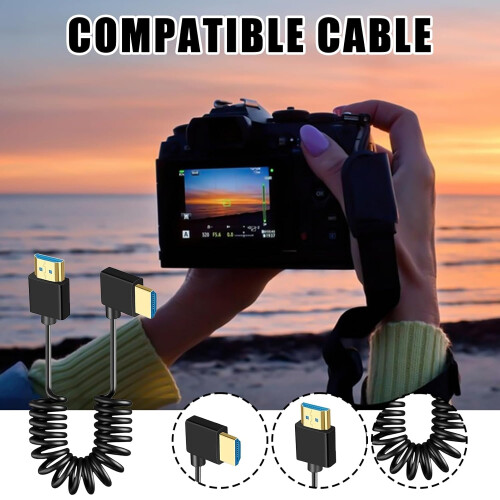 Monitor Coiled Cable  Thin Portable Screens Coiled Spring Cable For Studio Photography And Outdoor Use 1