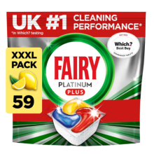 Fairy Platinum Plus Dishwasher Tablets ? Bulk Pack, 59 Tablets, XXL Pack, Lemon