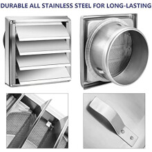 Exterior Wall Vent Hood Stainless Steel Air Vent Grille Cover Wall Duct Ventilation Grill Outlet Airflow Vent Hood -A