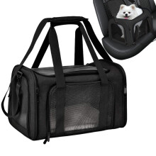 Pet Carrier with Spacious Interior, Soft Cat Carrier for Travel and Hiking, Adjustable Strap, Black