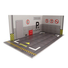 1/24 Scale Model Car Parking Lot Display with Realistic Urban Backdrop for Sports Car Collectors