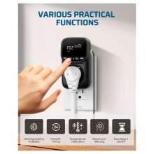 Digital Temperature Controller, 15A/1800W Thermostat Outlet Plug, VA Display Heating Cooling Control Timer US Plug