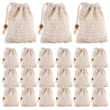 40 Pack Natural Cotton Linen Soap Saver Bags with Sisal Mesh for Mild Exfoliation in Shower