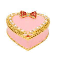 Decorative Jewelry Box Zinc Alloy Engraved Heart Design Rhinestone Beads Desktop Organizer Music Melody Storage Space Elegant Vintage Charm Luxury