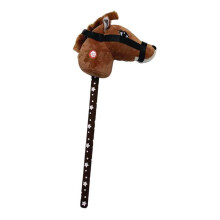 Hobby Horse with Realistic Neighing Sounds, Plush Stick Horse for Kids, Dark Brown Riding Toy
