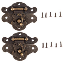 2X Antique Retro Vintage Decorative Contenitore di Gioielli in Legno Hasp Pad Chest Lock Dimensioni: Medium