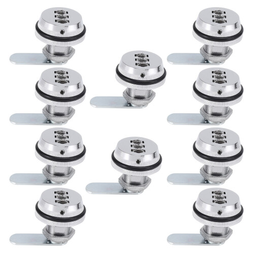 10X Alliage Code Combinaison Cam Lock Keyless Post Mail Box Cabinet RV 3 Dial Argent