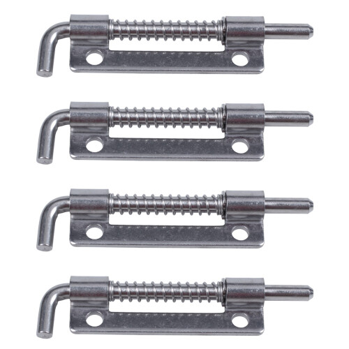 4X Hardware Spring Loaded Metal Security  Bolt  3.5 inch Long Silver Tone