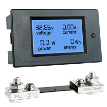 Digital Power Meter DC 6.5100V 0100A LCD Ammeter Voltmeter with Shunt for Solar RV Home
