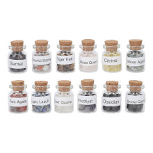 Crystal Decor With Healing Stone For Meditation Accessories And Spiritual Decor, Wicca Gem Stones In Mini Glass Bottle (12PCS)