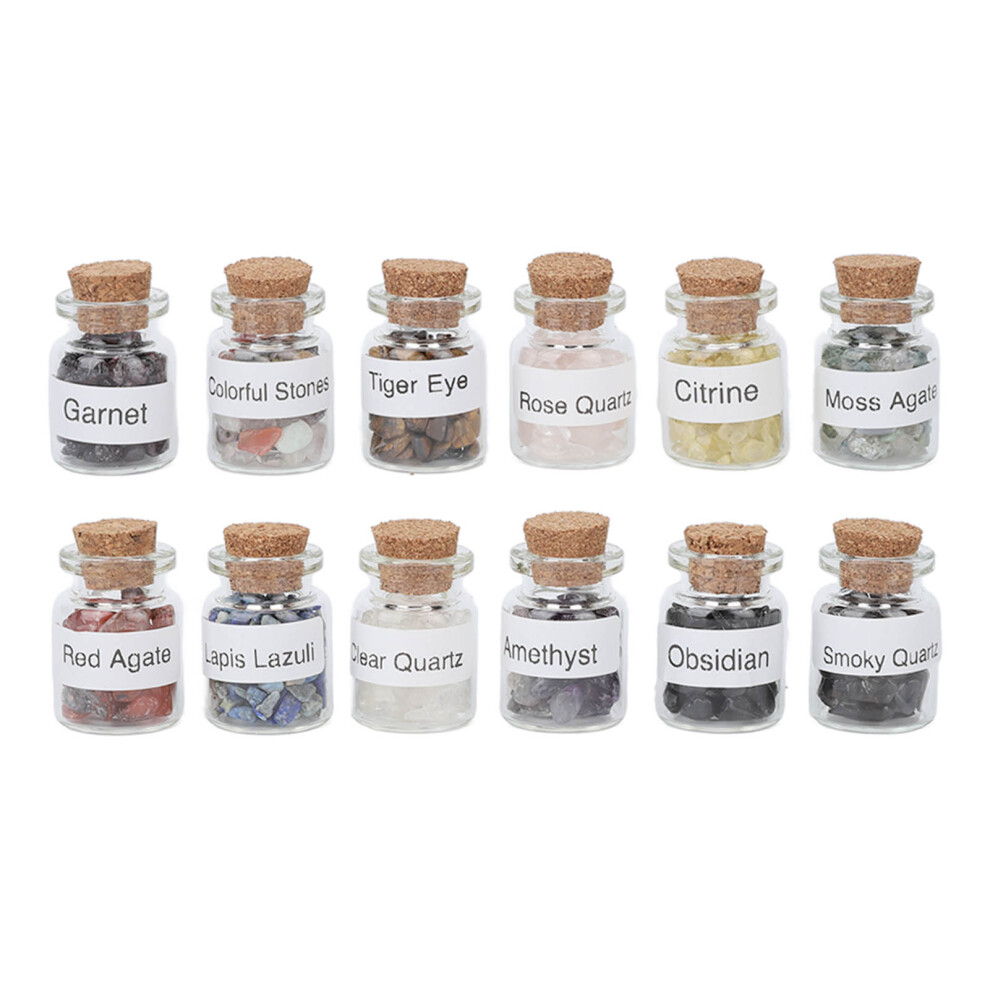 Meditation Accessories Featuring Healing Stone And Wicca Gem Stones, Spiritual Decor In Mini Glass Bottle (12PCS)