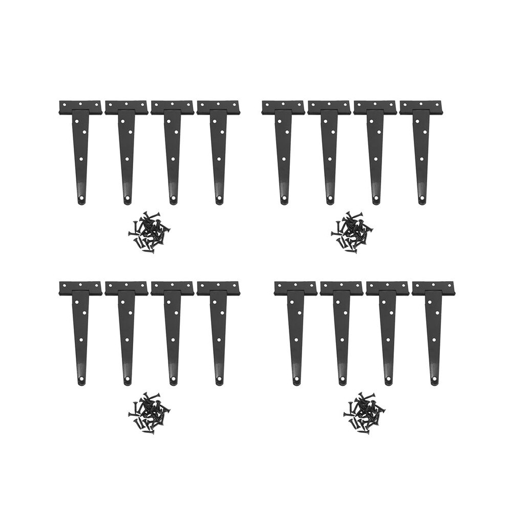 16 Pcs 6 Inch Heavy Duty Door Hinges T-Strap Tee Shed Hinge Gate Hinges For Wooden Gates Hinges (Black) 4711684829370