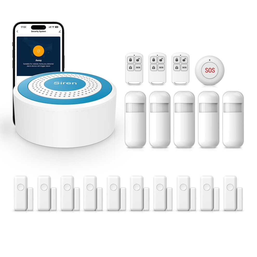 Wireless Home Security System 20 Piece Kit With App Alerts, Siren, Sensors, Compatible With Alexa 9169991150611