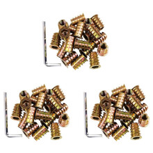 300Pcs M6 x 15mm Furniture Screw in Nut Threaded Wood Inserts Bolt Fastener Connector Hex Socket Drive