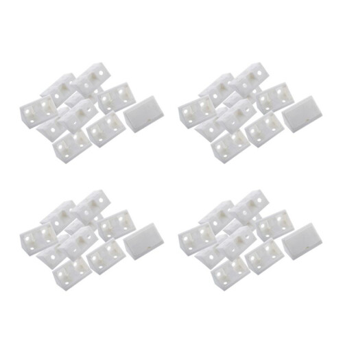 Furniture Cabinet Fastener Corner Braces Angle Brackets White 40Pcs