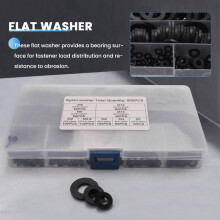 1800Pcs Black Nylon Flat Washer Assortment Kit for M2 M2.5 M3 M4 M5 M6 M8 M10 M12 Plain Repair Washer Gasket Kit