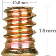300Pcs M6 x 15mm Furniture Screw in Nut Threaded Wood Inserts Bolt Fastener Connector Hex Socket Drive